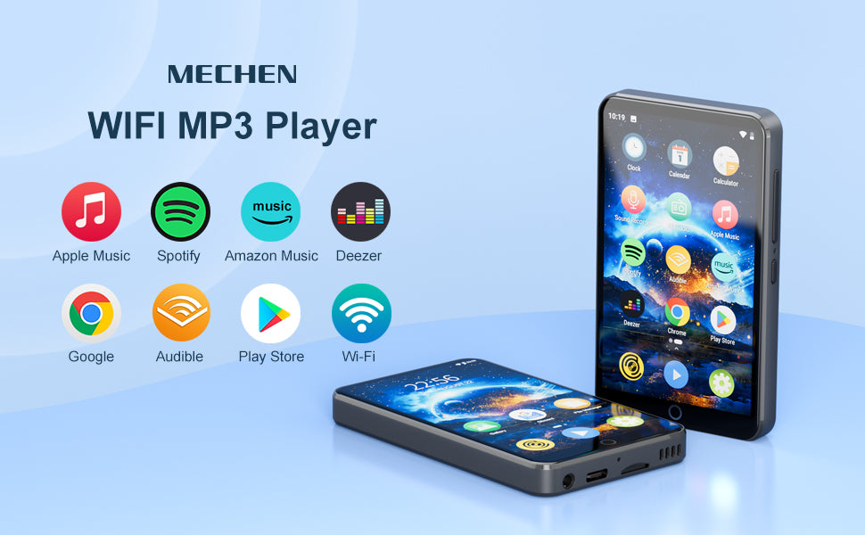 MP3 Player with Bluetooth and WiFi，4" Touch Screen Music Player Android 9.0 MTK 8 Core，MP4 Player with Spotify，Audible，Deezer，Am