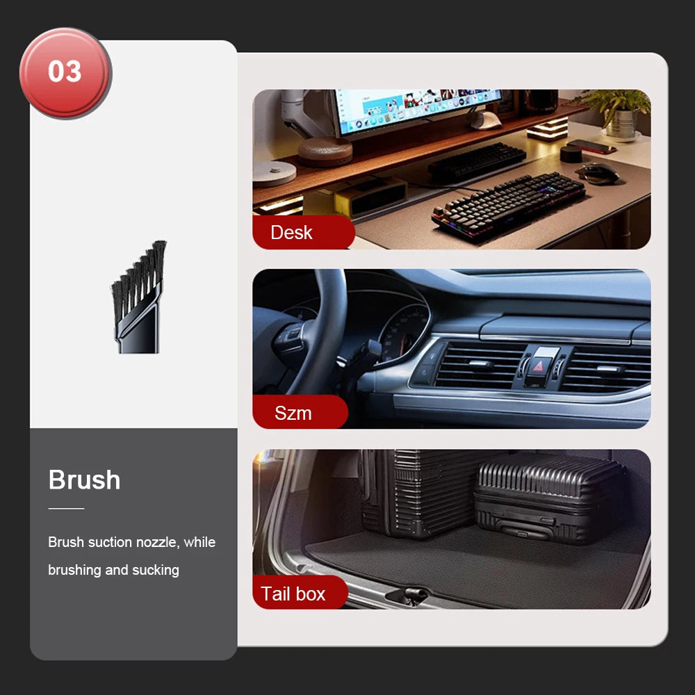 5000Pa Suction Car Vacuum Cleaner High Power 1500mAh Cordless Auto Vacuum Multifunctional Handheld Wireless Dust Blower Car