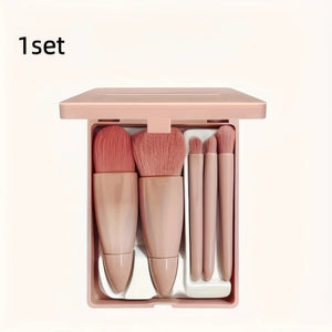 5-Piece Pink Makeup Brush Kit | Complete Set of Professional & Soft Synthetic Hair Brushes | Easy Storage & Carrying
