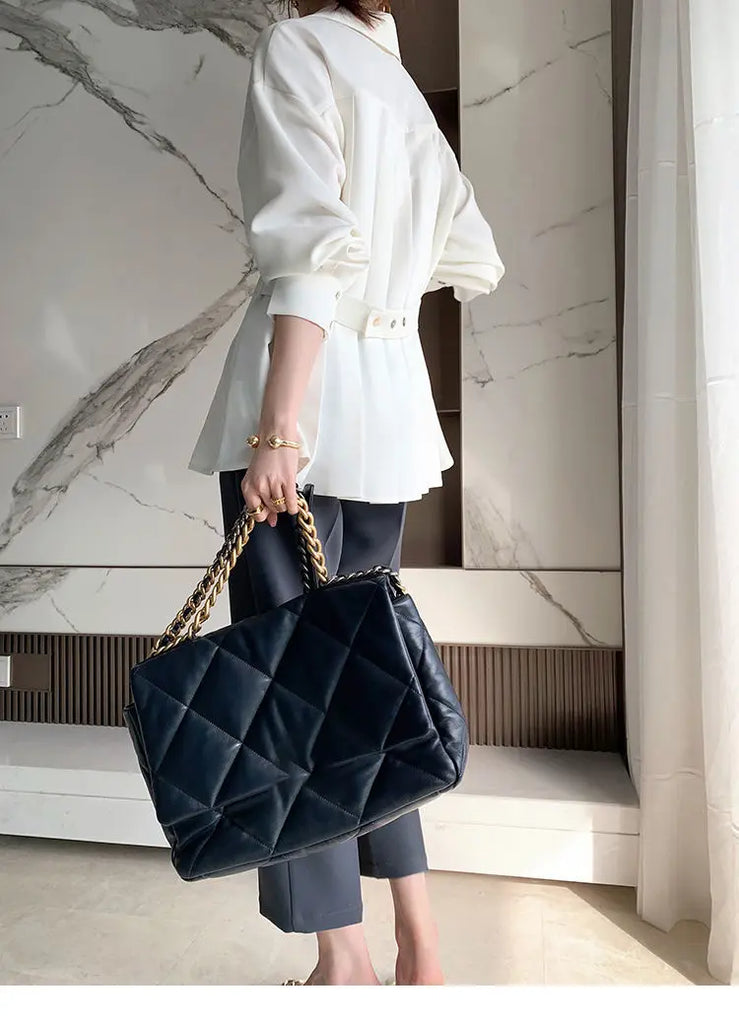 Office Lady Shirt 2021 Elegant Fashion Chiffon Blouse Long Sleeve Solid Color Pleated Slim Waist Collar Tops Temperament Clothes