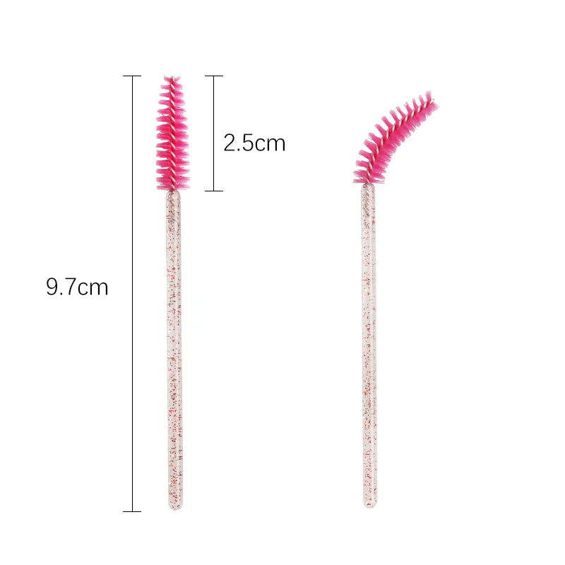 50 Pcs Disposable Crystal Eyelash Brush Mascara Wands Applicator Diamond Eye Lash Brushes Eyelash Extension Makeup Brush Tools