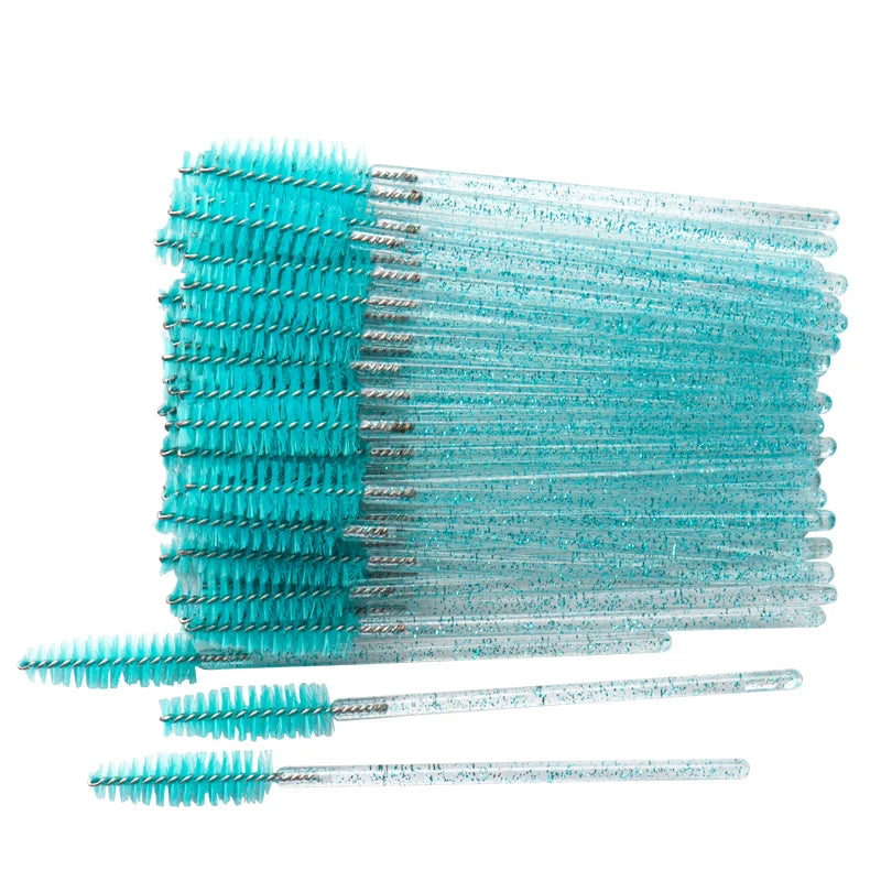 50 Pcs Disposable Crystal Eyelash Brush Mascara Wands Applicator Diamond Eye Lash Brushes Eyelash Extension Makeup Brush Tools