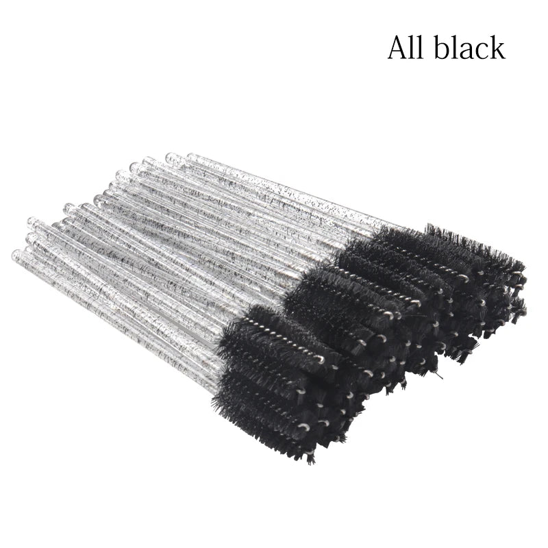 50 Pcs Disposable Crystal Eyelash Brush Mascara Wands Applicator Diamond Eye Lash Brushes Eyelash Extension Makeup Brush Tools