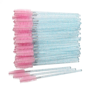 50 Pcs Disposable Crystal Eyelash Brush Mascara Wands Applicator Diamond Eye Lash Brushes Eyelash Extension Makeup Brush Tools