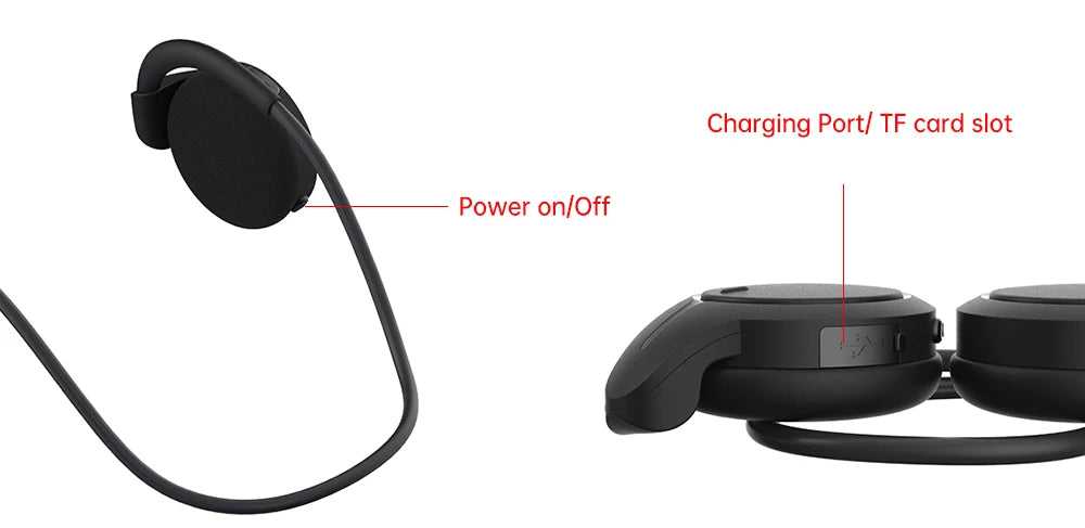 Bluetooth Headphones with MP3 Player TF Card Slot Bluetooth 5.0 Earphones Not in Ear Wireless Headsets with Mic HD Premium Sound