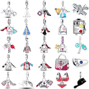 Hot Sale 925 Sterling Silver Lipstick Fashionable  bag Pendant Bead Fit Original European Charms Bracelet Jewerly Accessories
