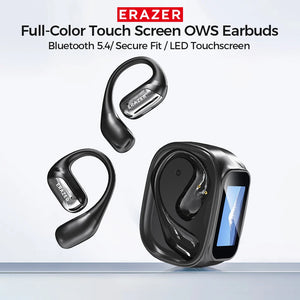 ERAZER XF35 Bluetooth V5.4 Headphones Wireless Earphone Full-ColorTouchScreen OWS Earbuds LED Digital Display Earphones With Mic