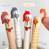 4 Pcs Cute Pet Series Fun Gel Pen 0.5mm Cute Animals Quick-Dry Pen Baby Chicken and Penguin Minimalist Style Black Pen