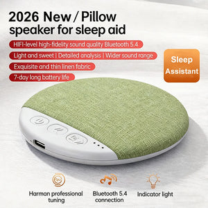 2026 New Wireless Pillow Speaker Sleep Aid Bluetooth Under Pillow Machine Speaker White Noise 30/60/90 Min Timer 9D Stereo Sound