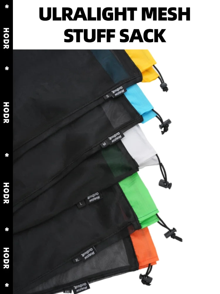 [HODR] Mesh Bags Lightweight Mesh Stuff Sack Drawstring Storage Bags Compression Pouches for Camping, Hiking, Laundry & Grocery