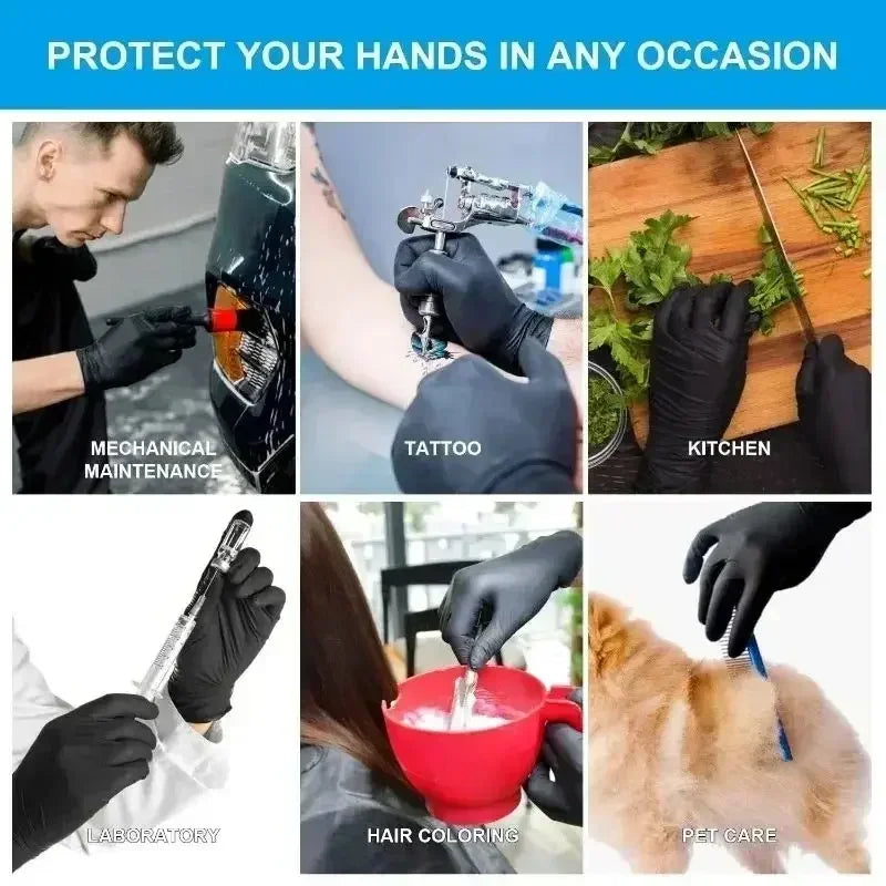 Disposable Latex Gloves Black Waterproof Non-Medical for Kitchen, Cleaning, Dishwashing, Cooking, Automotive, Craft Use