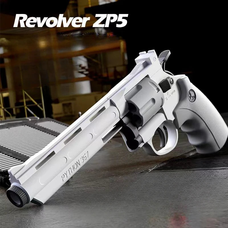 2024 New Arrivals ZP5 357 Revolver Mechanical Continuous Firing Toy Gun Automatic Pistol Soft Dart Bullet CS Outdoor Weapon