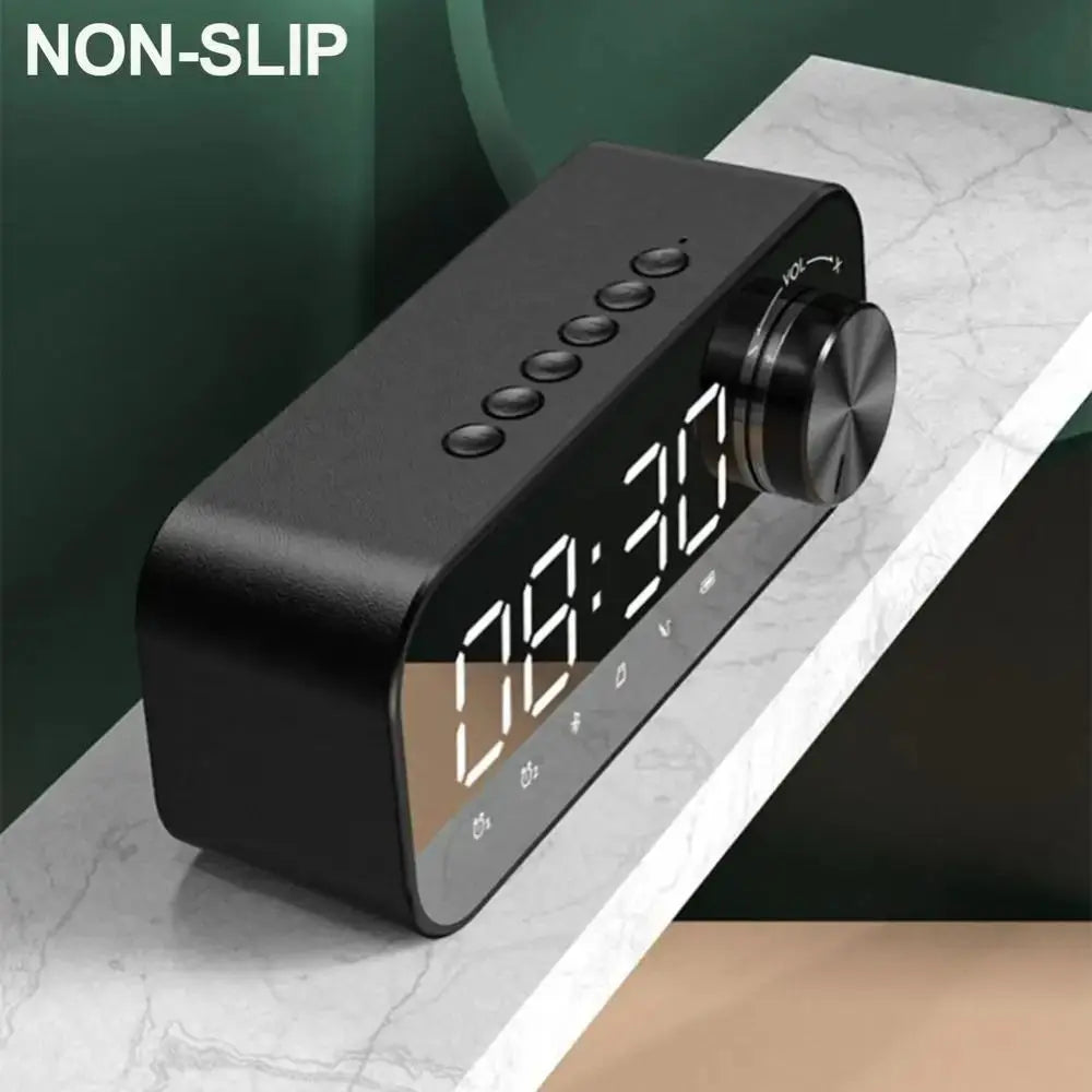 High Volume Bluetooth Speaker Portable Design Clock Function LED Alarm Clock Wireless Connectivity Super Bass