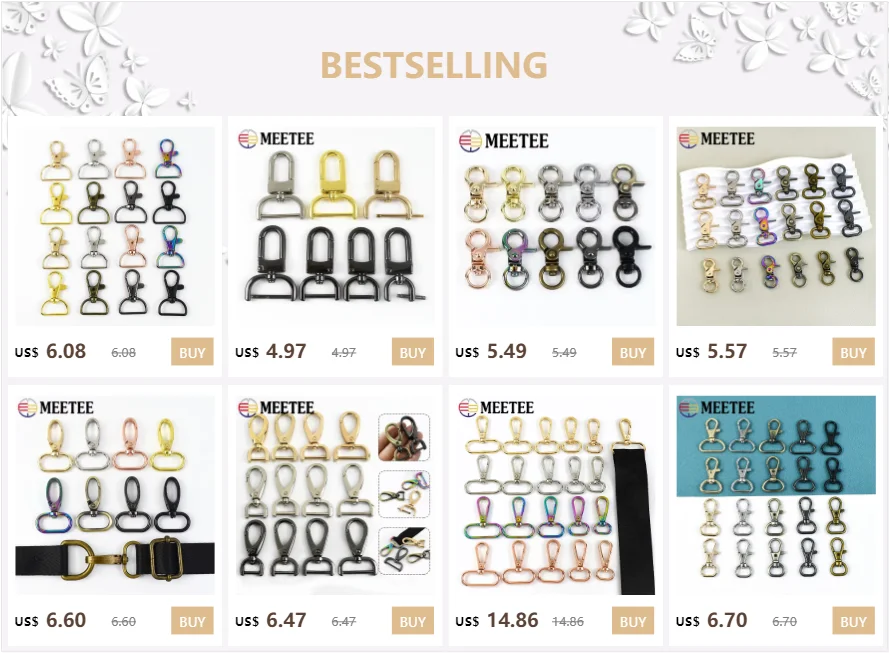 5/10Pcs Meetee 15-32mm Metal Webbing Snap Hook Pet Collar Rotating Lobster Buckle Bag Strap Keychain Carabiner Accessories
