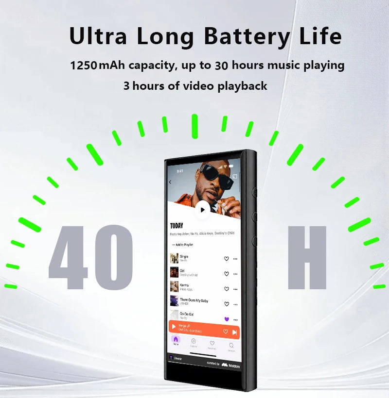 80GB(16GB+64GB) 3.99 inch mp3 player bluetooth 5.0 and WiFi,Android 13.0 FM radio, eBooks, ,Spotify,Audible,capacity up to 1Tb