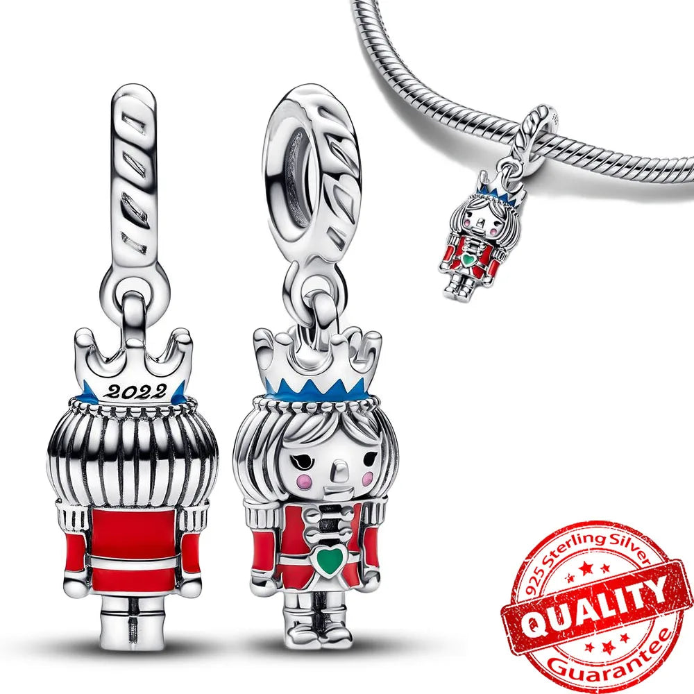 Hot Sale New Arrivals 925 Sterling Silver Snowflake Bell Christmas Series Dangle Charm Fit Original Bracelet Kids Jewelry Gift