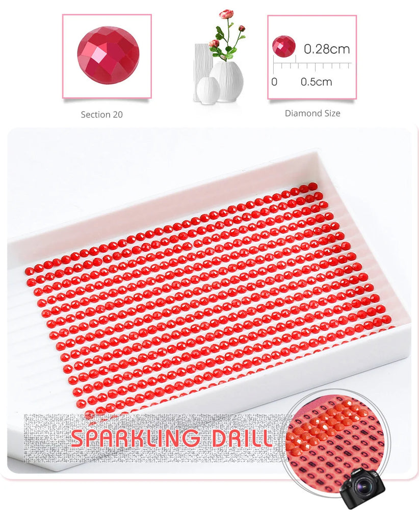 Huacan New Arrivals Diamond Painting Flower Full Round Square Drill Mosaic Animal Bird Diy Gift Art Home Decoration Craft Kit