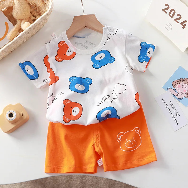 Kids Clothes Set Baby BoyT-Shirt Shorts Summer Clothing Cotton Cartoon Casual Boys Tracksuit Children Baby Clothes Set For 0-6Y