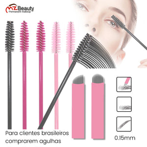 Disposable Eyelash Brushes Kits Microblading Needles Dia 0.15MM Micro Tebori Blades Tattoo Eyebrow Supplies Makeup Applicators