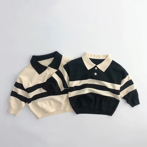 2025 Autumn New Children Long Sleeve Striped Sweater Cotton Boys Knitted Shirts Cute Baby Casual Knit Sweater Kids Clothes
