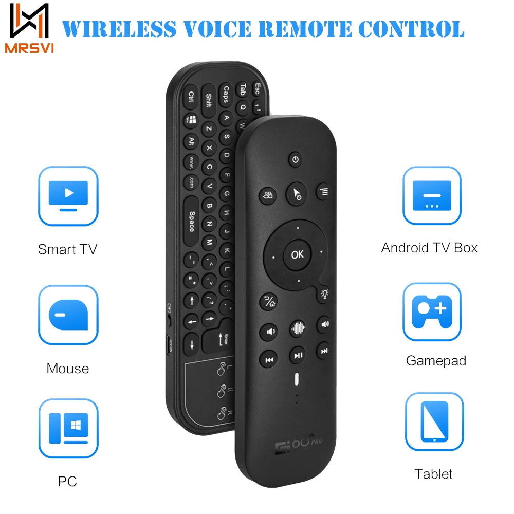 G60S Pro Air Mouse Wireless Voice Remote Control 2.4G Bluetooth Dual Mode IR Learning With Backlit for Android TV Box