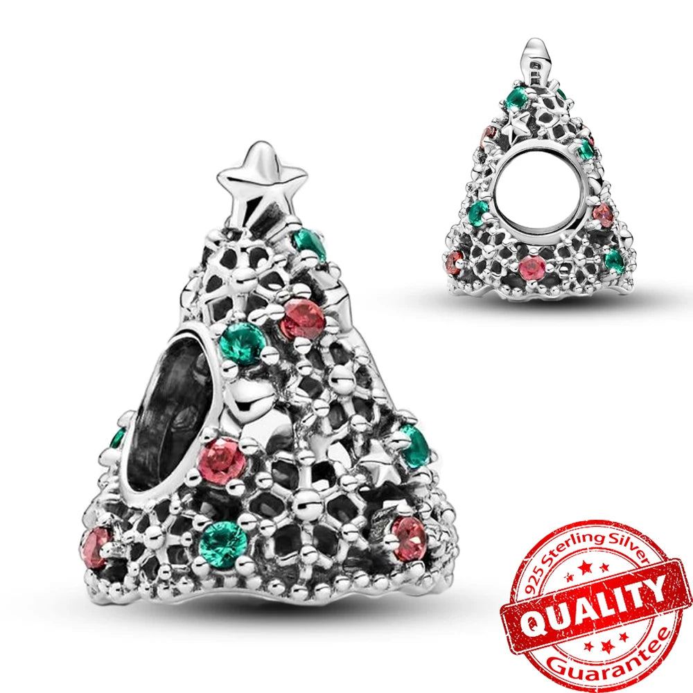 Hot Sale New Arrivals 925 Sterling Silver Snowflake Bell Christmas Series Dangle Charm Fit Original Bracelet Kids Jewelry Gift