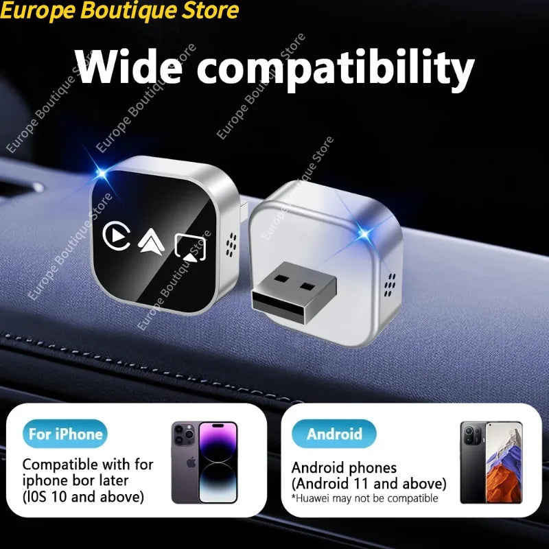 2026 New 4-in-1 Bluetooth CarPlay Adapter, Wireless Screen Mirroring to Car Stereo, Plug & Play for Wired Carplay Cars