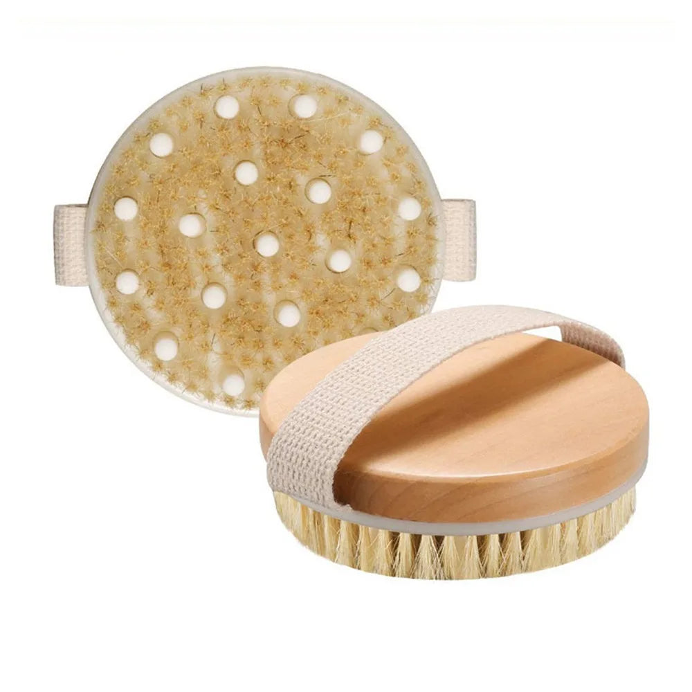 Body Brush Natural Boar Bristle Dry Skin Massage Body Brush Bamboo Wet Back Shower Brushes for Exfoliation
