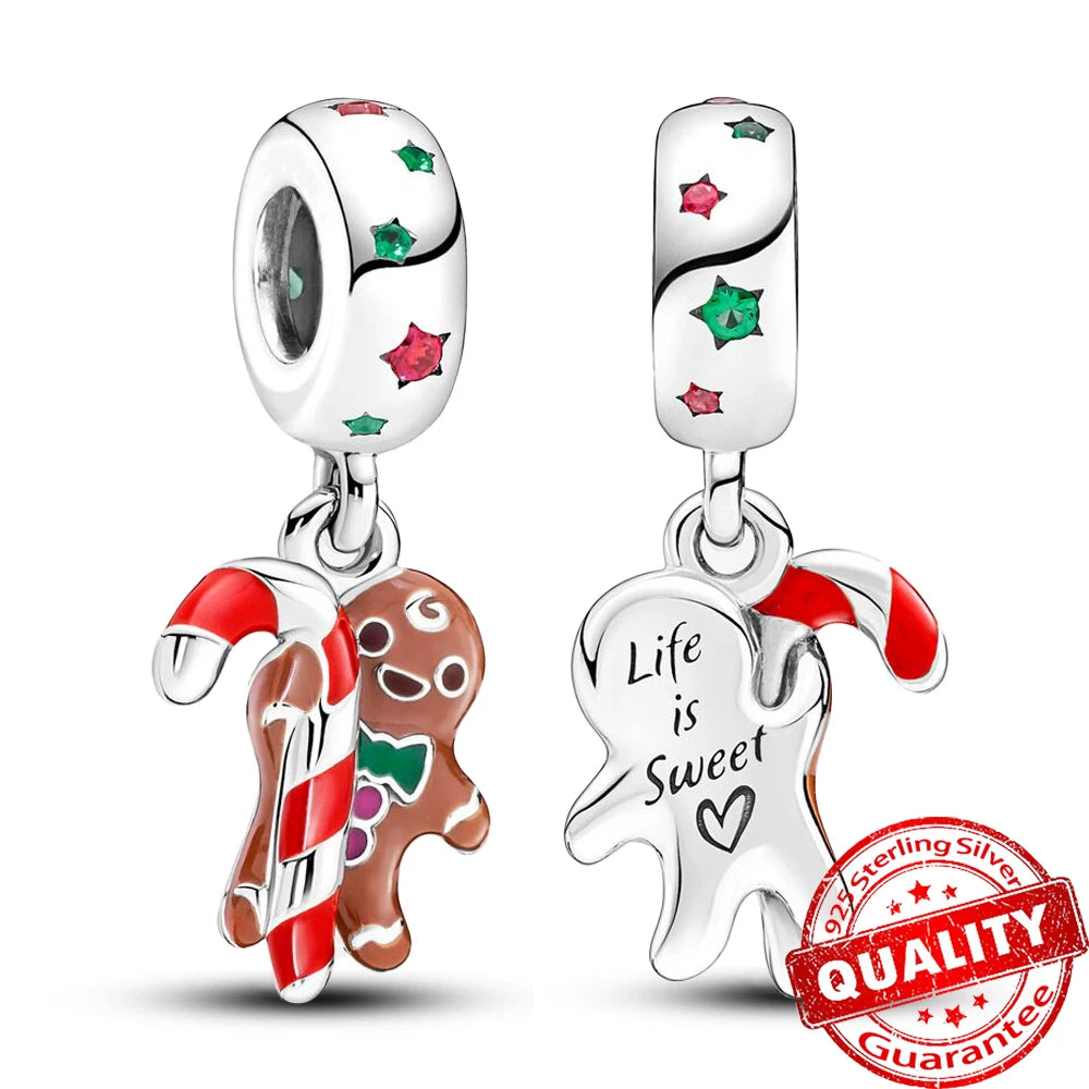 Hot Sale New Arrivals 925 Sterling Silver Snowflake Bell Christmas Series Dangle Charm Fit Original Bracelet Kids Jewelry Gift