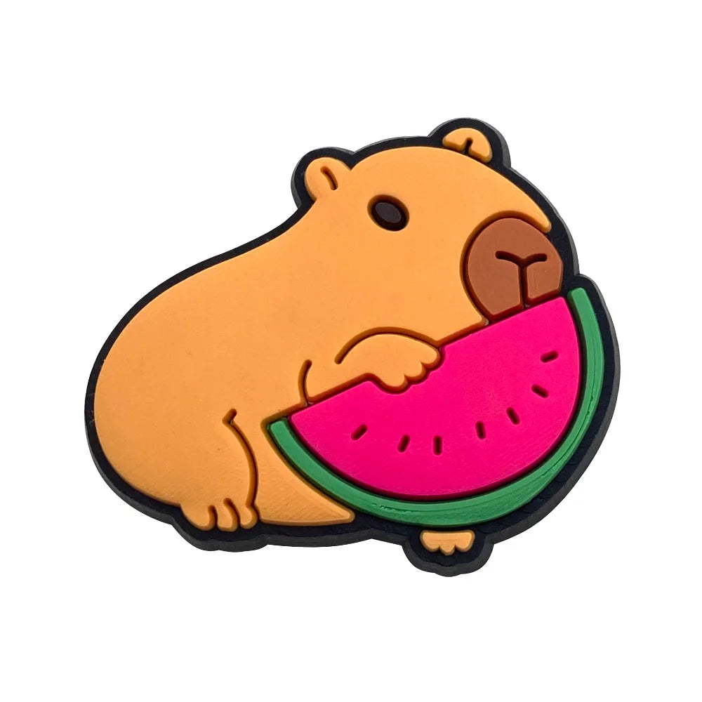 Hot Sales New Arrivals 1Pcs Cute Capybara Shoe Charms Pin for Crocs Shoe Decoration Kids Adult Christmas Boy Girl Party Gifts