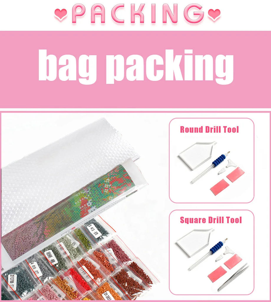 Huacan New Arrivals Diamond Painting Flower Full Round Square Drill Mosaic Animal Bird Diy Gift Art Home Decoration Craft Kit