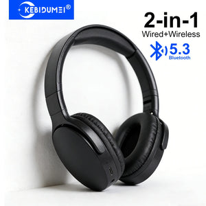 2-in-1 Wired + Wireless Headsets Bluetooth 5.3 Gaming Headphones Low Latency Foldable Noise Reduction Earphones For iPhone