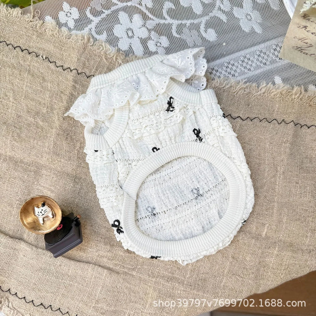 Pet Spring/Summer Breathable Cake Skirt Lace Vest Pet Cat Top Strap Puppy Clothes Dog Clothes for Small Dogs