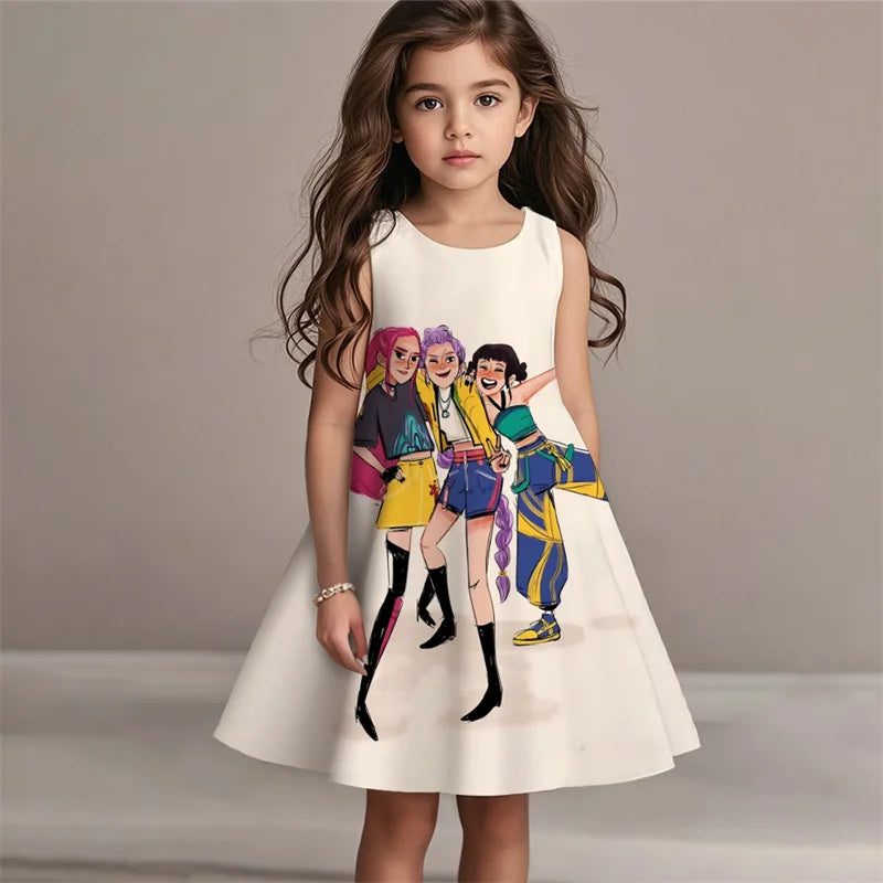 Demon Hunters Summer Kpop Dress Girls Kids Fashion Casual Beach Sleepwear