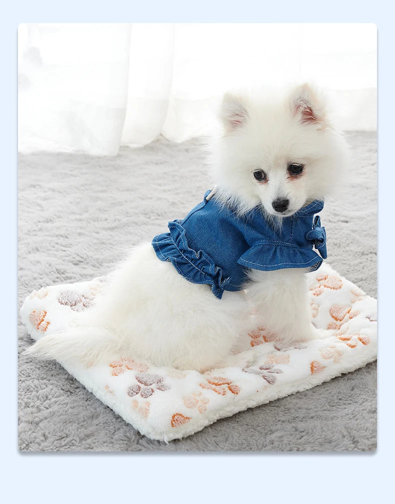 Pet Denim Harness,Dog Jean Vest for Dogs,Dog Clothes for Spring Summer Fashion Outfit,Puppy French Bulldog Chihuahua Dark Blue