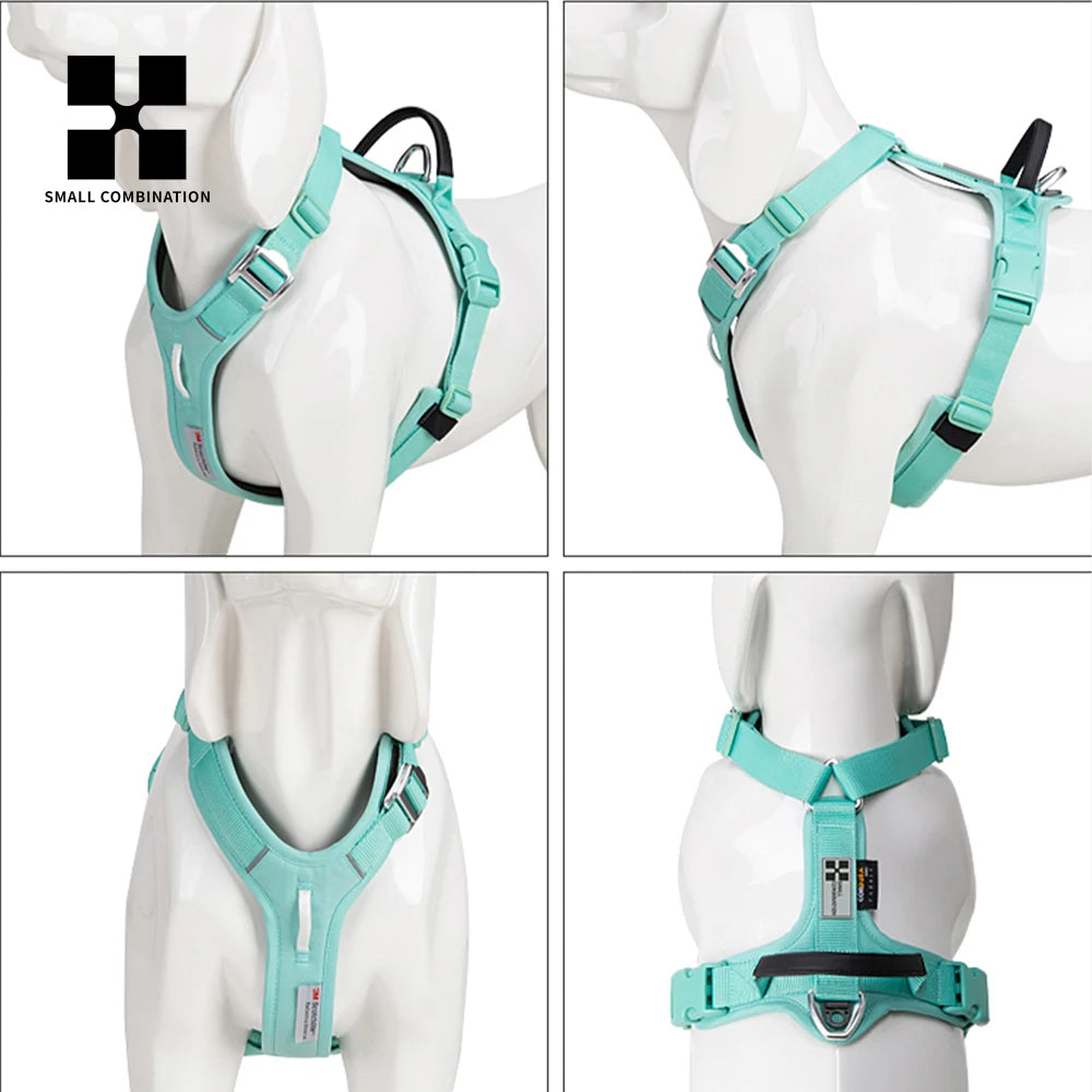SMALL COMBINATION Large Dog Collar Harness and Leash Sets No pull Reflective Medium dog chest vest Pet German Shepherd Training
