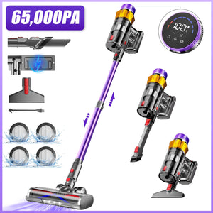 AUTHMIC Cordless Vacuum Cleaner, 70 Mins Runtime, 3 Modes, LED Headlights, 1.8L Dustbin, HEPA Filter, Lightweight, for Pet Hair