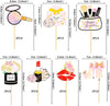 22PC Makeup Cake Toppers Kit - Lipstick, Perfume, Eyelash, Diamond Brush Decor for Women Girls Birthday Bridal Shower Spa Party
