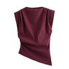 Fashion Shoulderless European American Style Top Simple Pleated Decorative New Arrivals