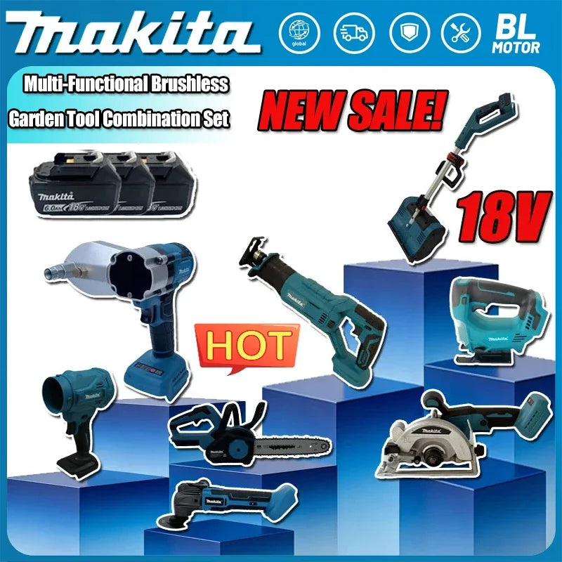 2026 New Sale Makita Brushless Grinder Butter Gun Chainsaw Inflator Combination Silicone Gun Cutting Machine Set for 18v Battery