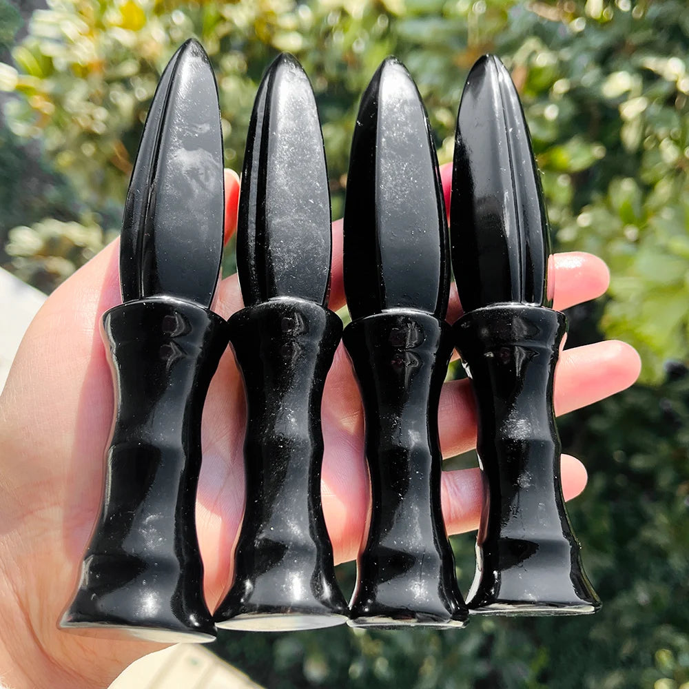 Elegant Obsidian Crystal Awl Knife - Exquisite Hanmade Crafts, Perfect for Home Decor & Unique Gift Idea