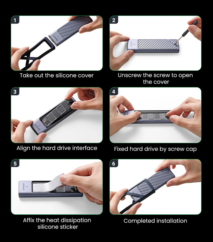 BR Sale UGREEN M2 SSD Case M.2 NVMe SATA SSD Enclosure Adapter 20Gbps USB 3.2 Gen2 USB C External Enclosure