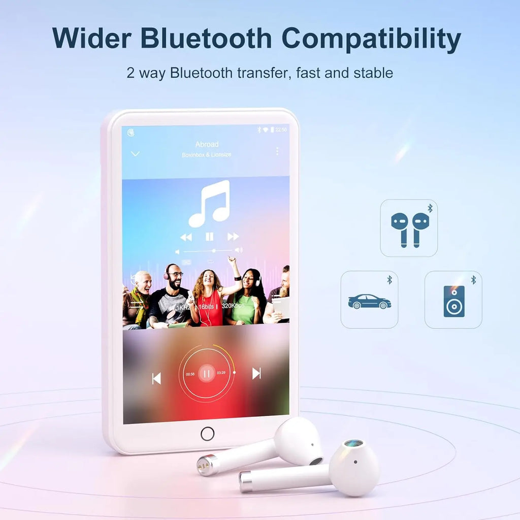 MECHEN MP3 Player Android 9.0 with Bluetooth and WiFi，MP3 MP4 Player with Spotify，Audible，Pandora， Up to 512 GB (White)