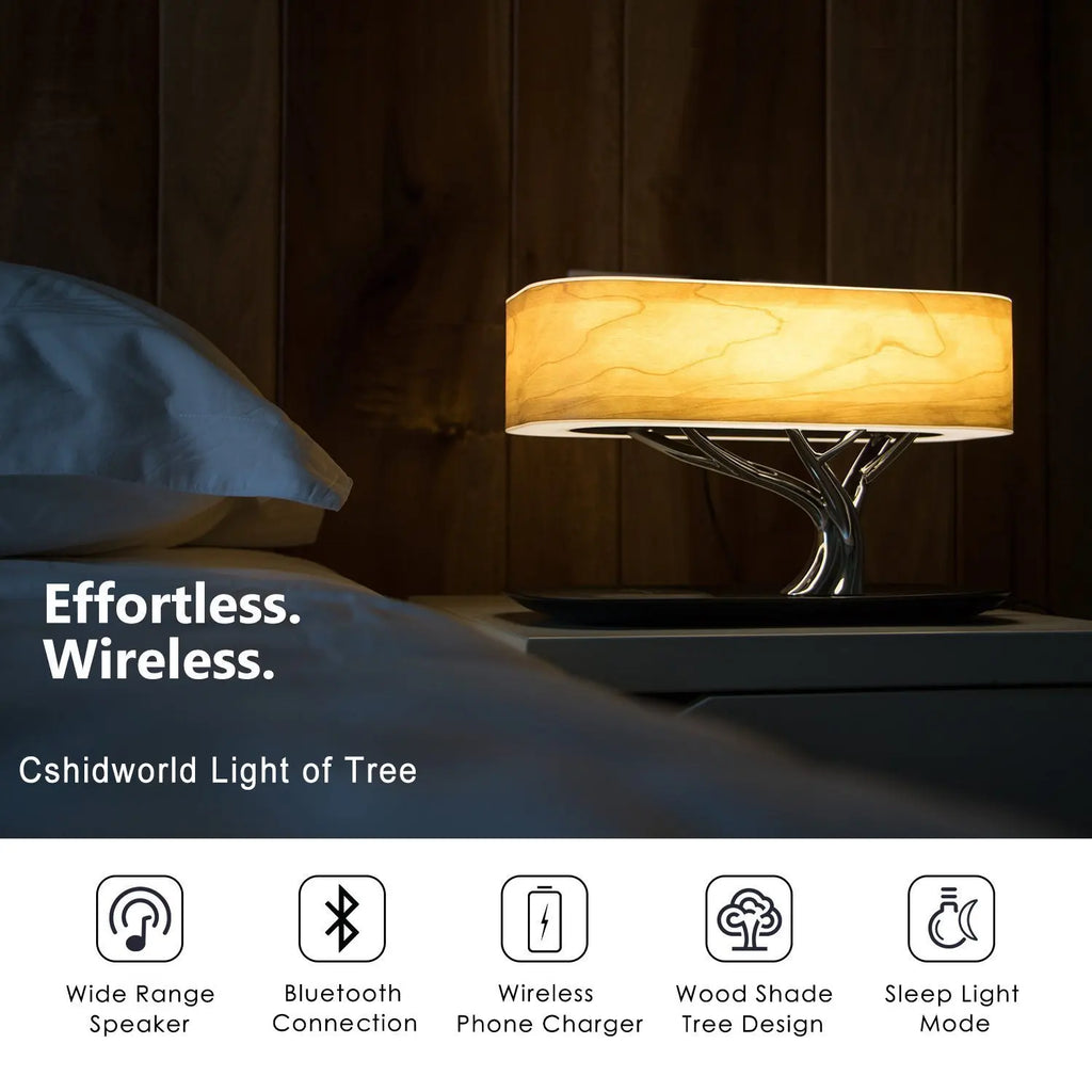 Smart Bedside LED Desk Lamp Built-in Bluetooth Speaker Wireless Phone Charger Smart LED Dimmable  Lamp Cafe Bar Table Light