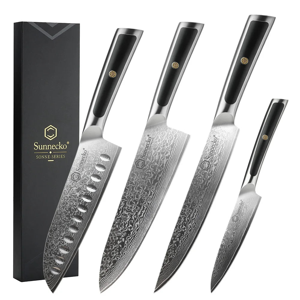 Sunnecko Damascus Steel Kitchen Knives High Carbon VG10 Core Blade Cut Japanese Chef's Knife Ultra Sharp Vegetable Meat Slicer