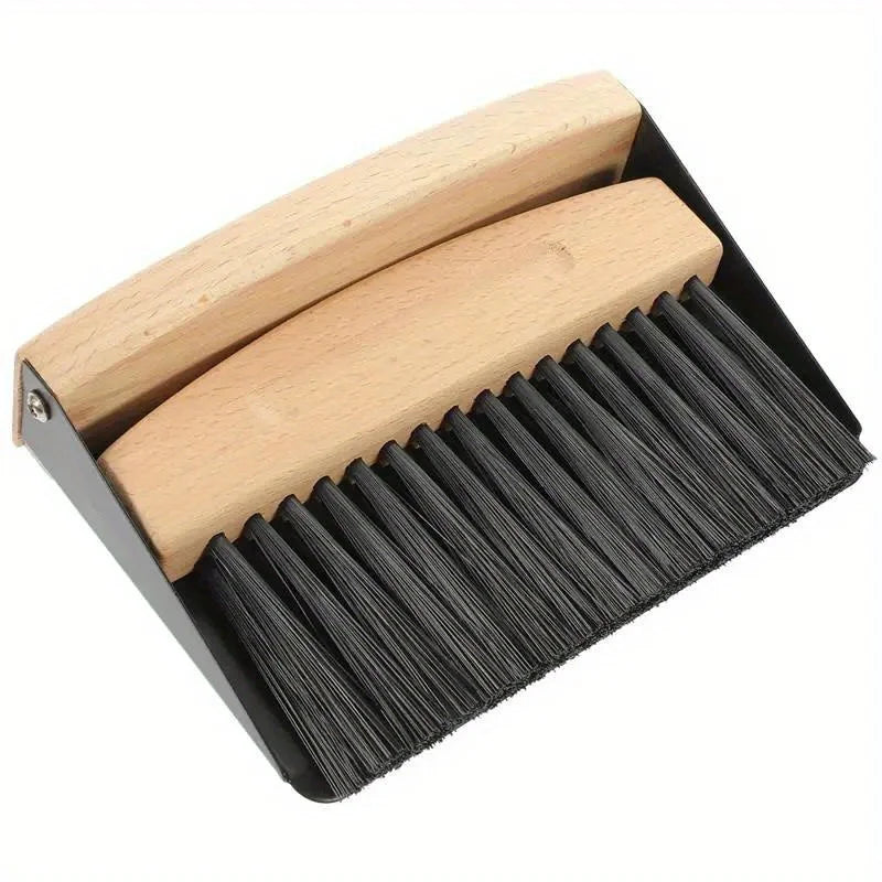 Mini Broom and Dustpan Set, Wooden Handle Portable Hand Broom for Pet Hair, Sofa, Desk, Travel Cleaning | Compact Sweeping Brush