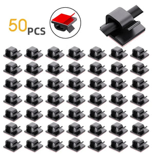 50Pcs Adhesive Cable Organizer Cables Holder Cable Management Harness Clamp for Home PC Computer Mouse Power USB Cable Cabling