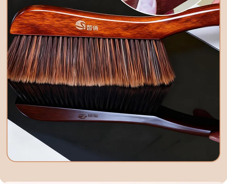 Sandalwood Handle Soft Bristles Dust Brush Anti Static Sweeping Brush For Bed Sofa Pet Hair Removal Gentle Home Cleaning Tool