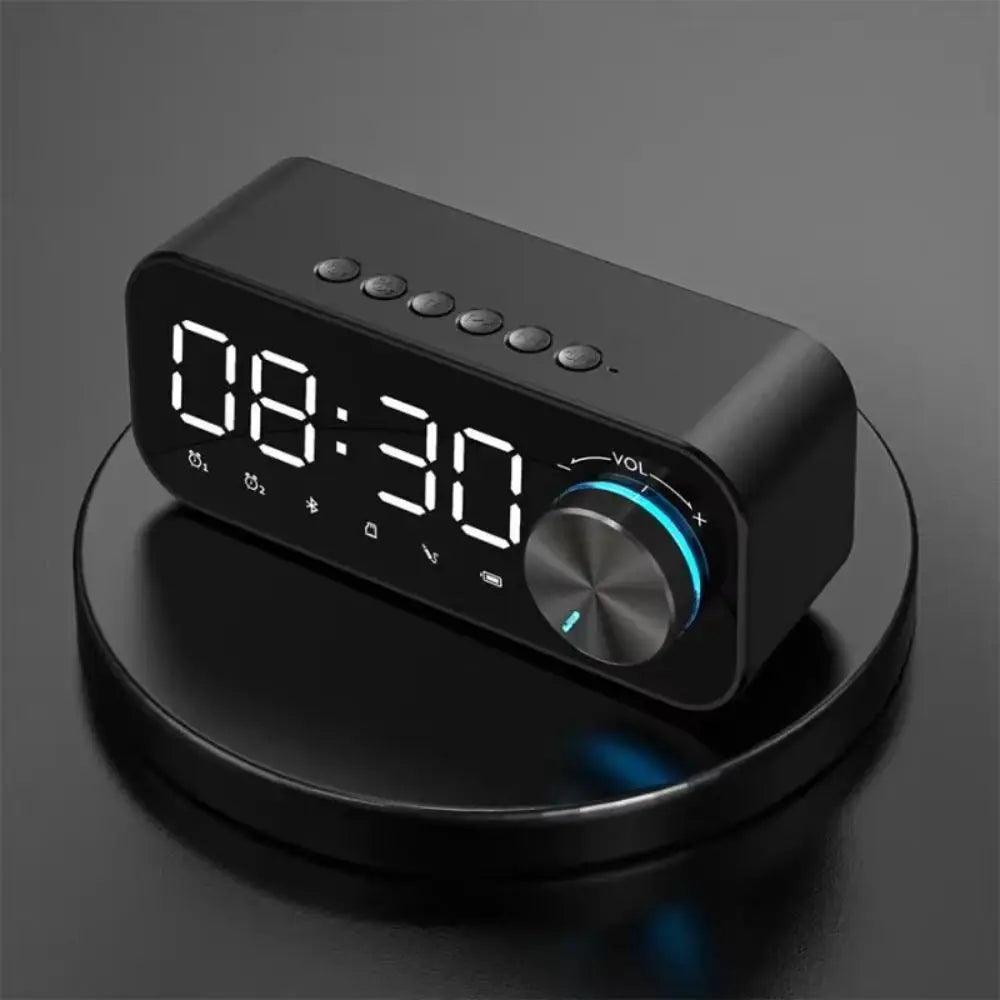 High Volume Bluetooth Speaker Portable Design Clock Function LED Alarm Clock Wireless Connectivity Super Bass
