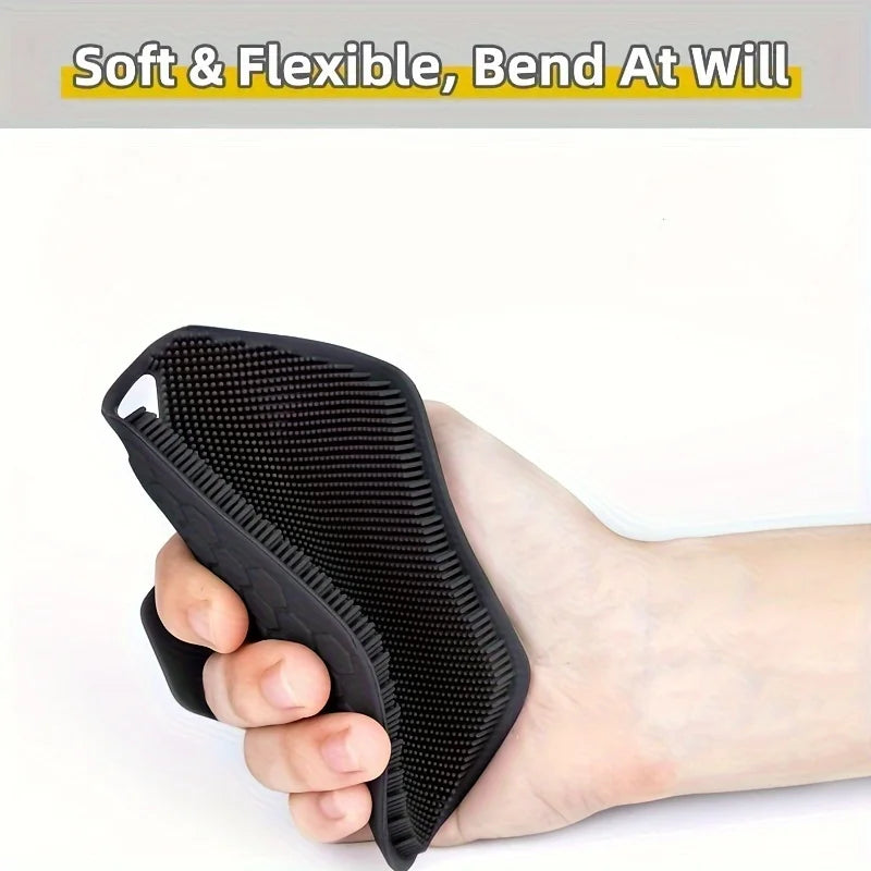 1pc Reusable silicone body scrub with storage hook foam shape, easy to clean, suitable for bathing hair washing, and pet bathing